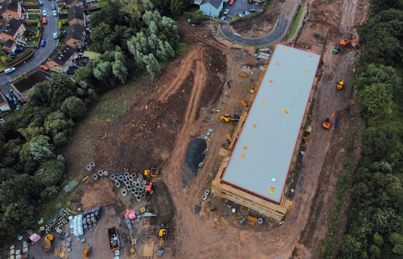 A construction site documented from directly above