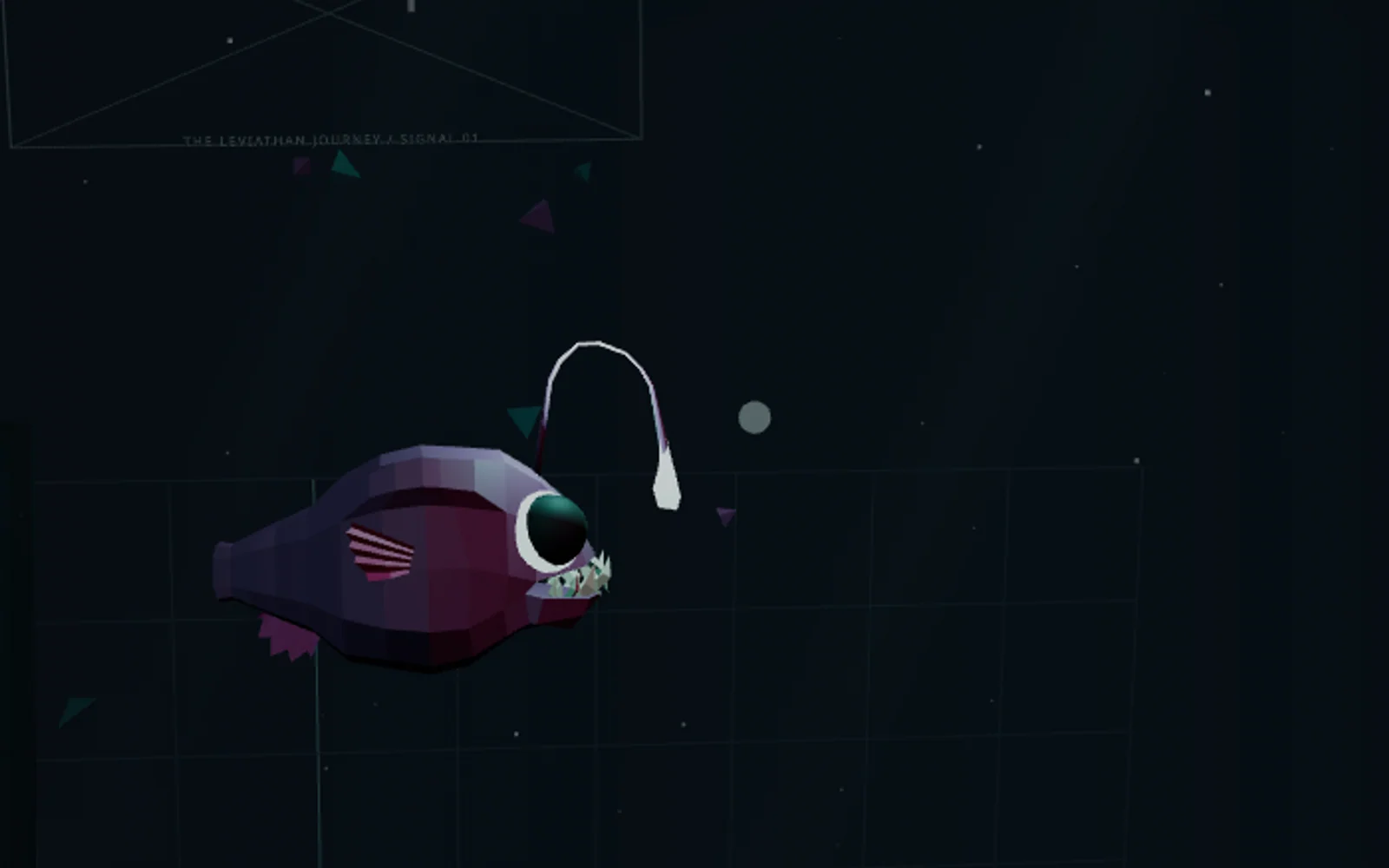 Bobby, Leviathan's anglerfish guide, swimming through The Journey.