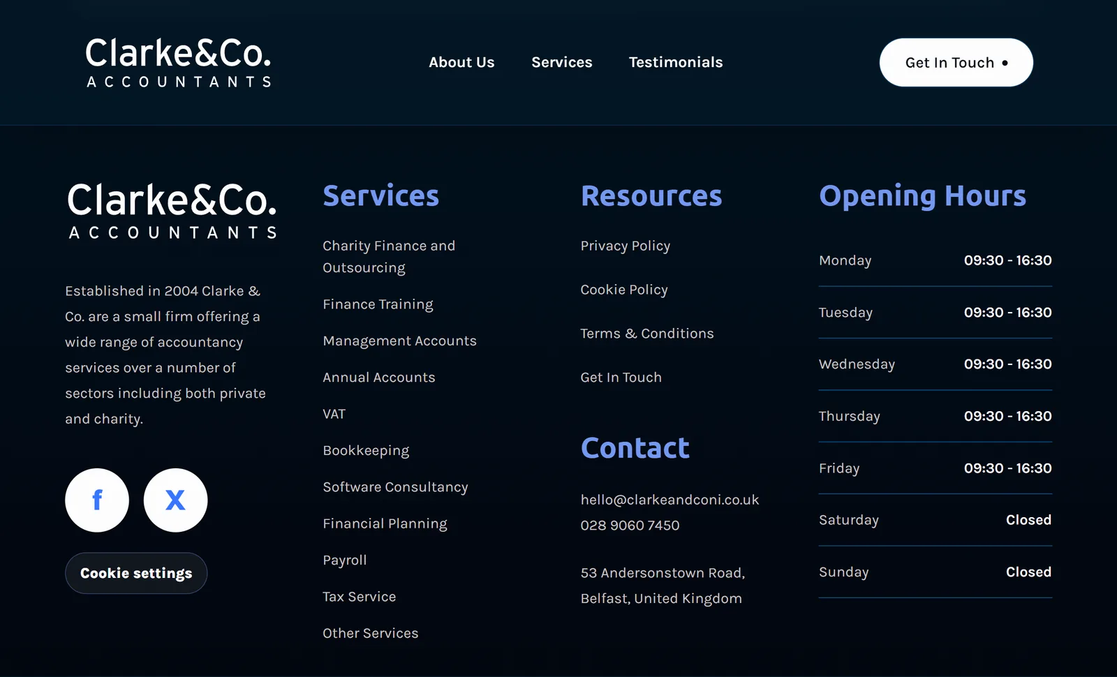 Clarke & Co. Accountants website view 4