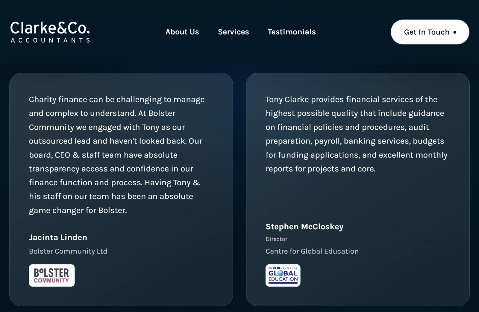 Clarke & Co. Accountants website view 5