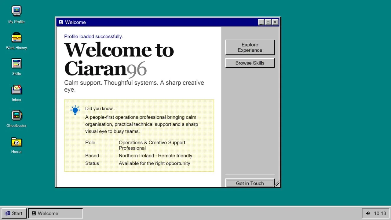 Ciaran 96 website screenshot