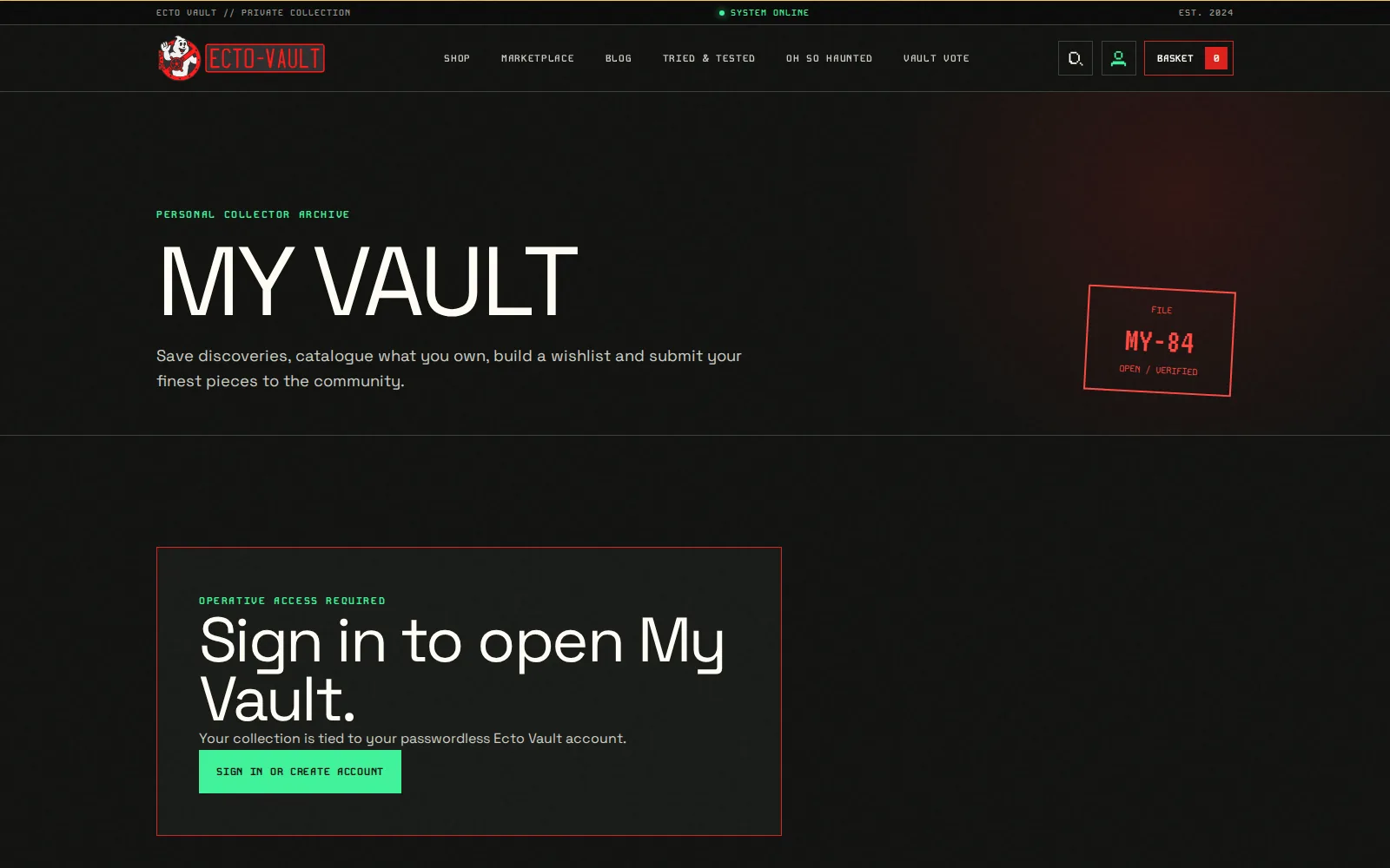 Ecto‑Vault digital experience view 8