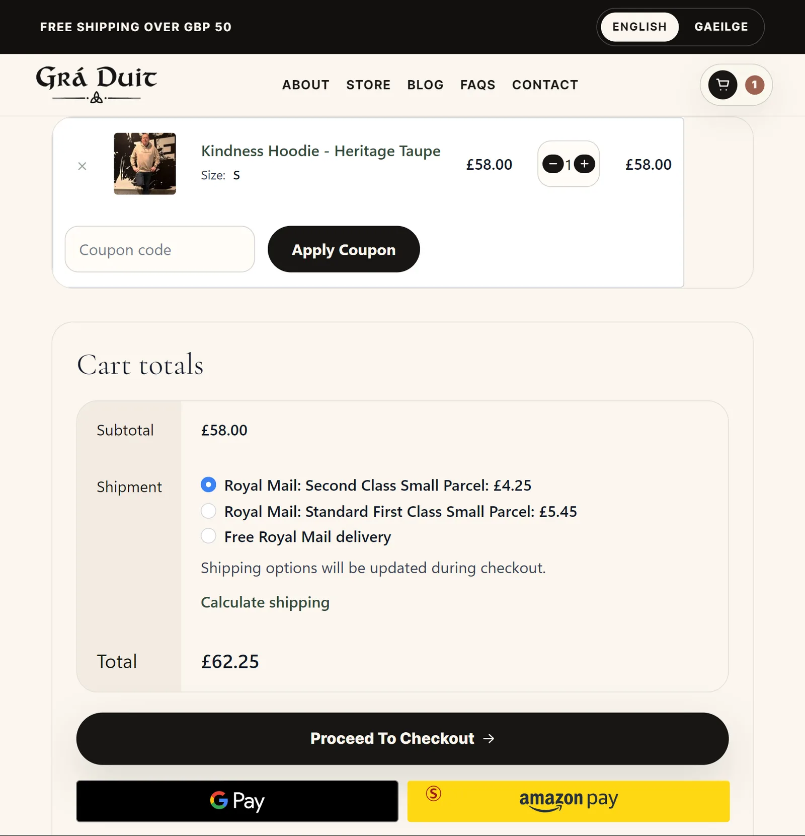 Grá Duit website view 4