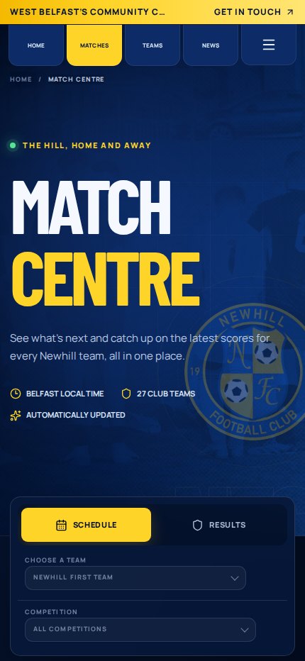 Newhill FC V2 mobile Match Centre