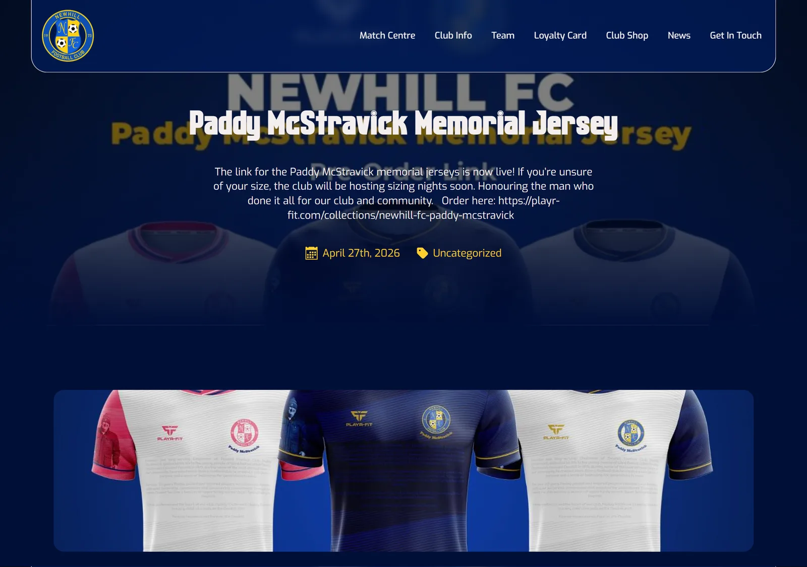 Newhill FC website view 6
