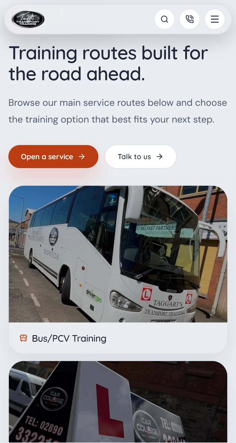 Taggart Transport Training website view 5